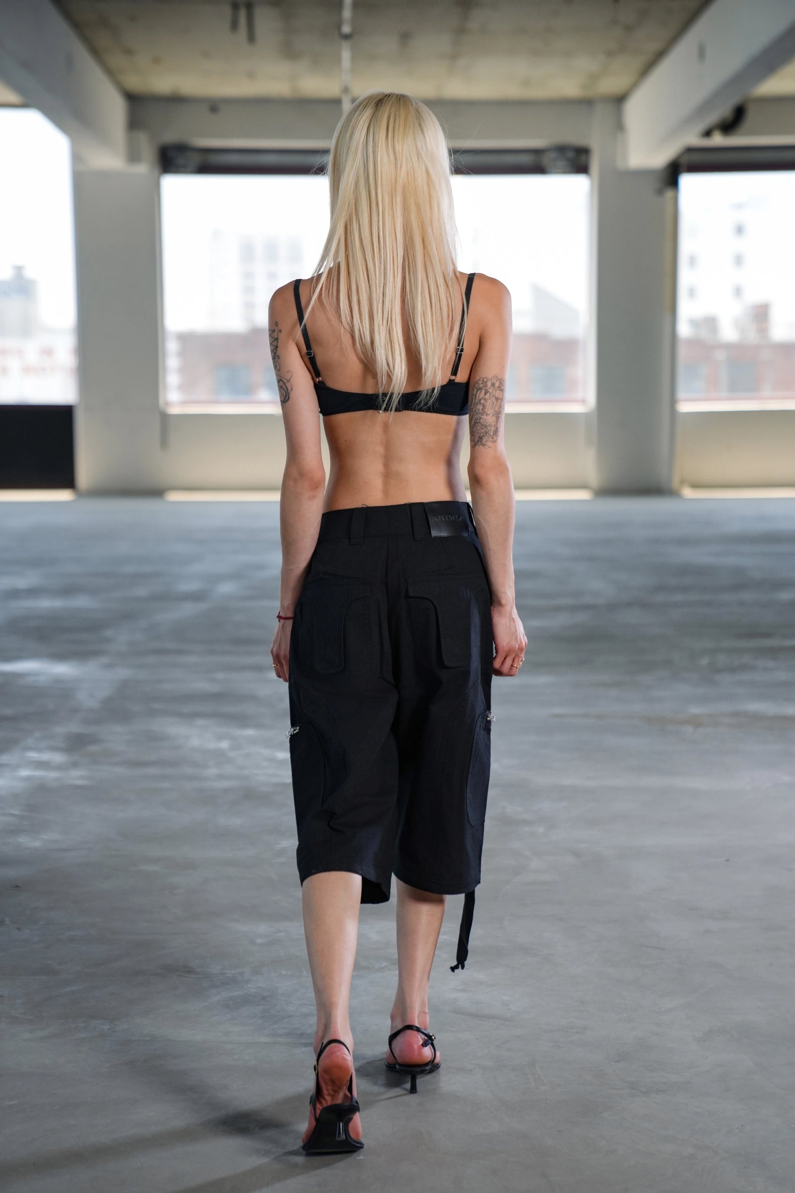 ODYSSEY HIGH-WAISTED CARGO SHORTS - BLACK