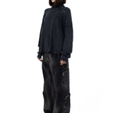 BLACK MASKED KNIT SWEATER