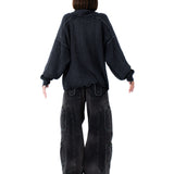 BLACK MASKED KNIT SWEATER