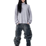 GREY MASK KNIT SWEATER