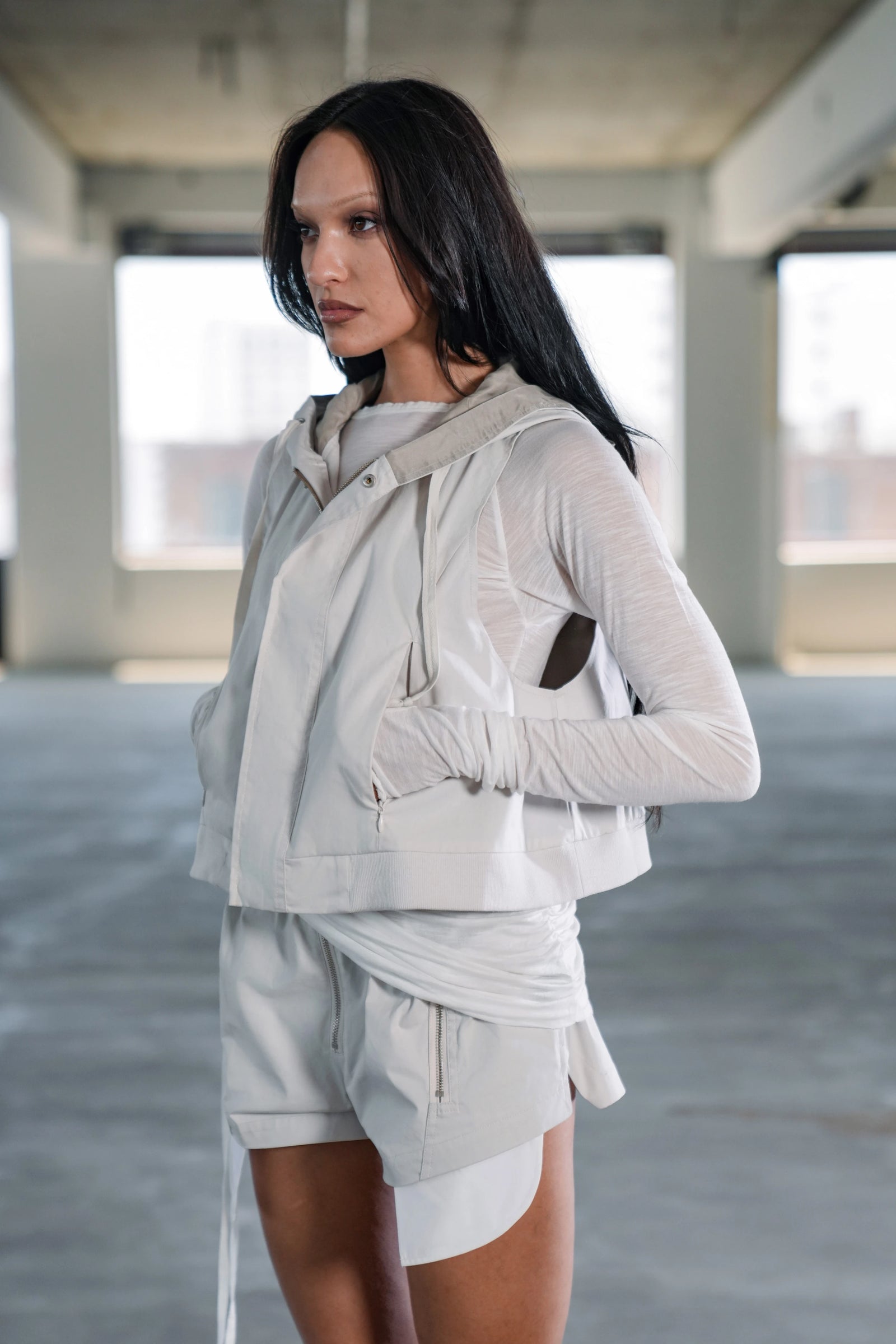 CAMIE HOODED TRAVEL VEST - ANCIENT SCROLL