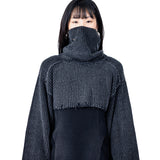 CROPPED BLACK MASK KNIT SWEATER