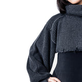 CROPPED BLACK MASK KNIT SWEATER