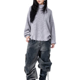 GREY MASK KNIT SWEATER