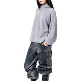 GREY MASK KNIT SWEATER