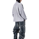 GREY MASK KNIT SWEATER