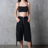 ODYSSEY HIGH-WAISTED CARGO SHORTS - BLACK