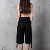 ODYSSEY HIGH-WAISTED CARGO SHORTS - BLACK