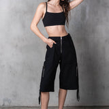 ODYSSEY HIGH-WAISTED CARGO SHORTS - BLACK