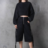ARCH CROPPED CREWNECK - BLACK