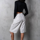 KALI LONG SLEEVE CROP TOP - BLACK
