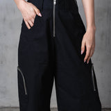 ODYSSEY HIGH-WAISTED CARGO SHORTS - BLACK