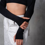 KALI LONG SLEEVE CROP TOP - BLACK