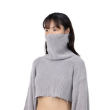 CROPPED GREY MASK KNIT SWEATER